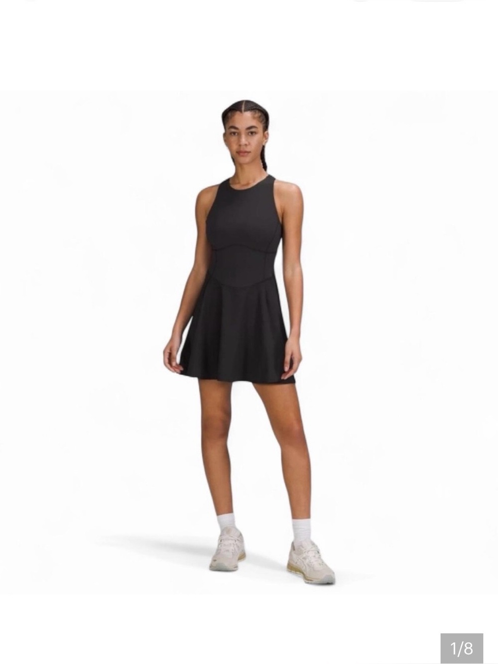 Lululemon Black Tennis Dress with Atached Spandex w/Pockets. Size 10
